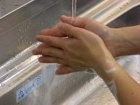 水で十分にすすいでいる写真