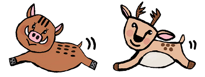いのししと鹿のイラスト
