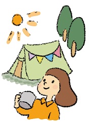 キャンプ風景のイラスト
