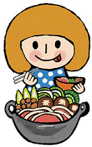ぼたん鍋を食べているイラスト