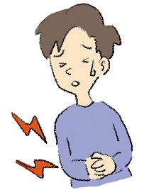 腹痛を起こしている人のイラスト