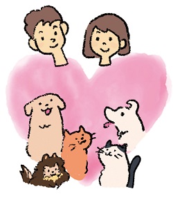 人と犬猫のイラスト