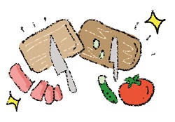 ２枚のまな板を使い分けているイラスト