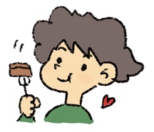 美味しく肉を食べているイラスト