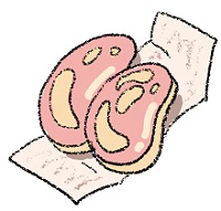 スライスされた肉のイラスト