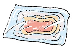生肉にラップをするイラスト