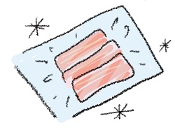 肉を空気を抜いてラップしているイラスト