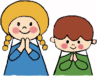 女の子と男の子がお祈りしているイラスト
