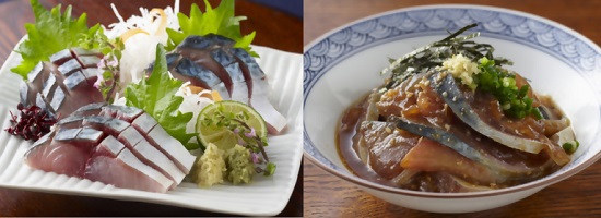 サバの刺身と胡麻サバの写真