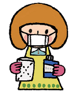 女性が消毒液を持っているイラスト