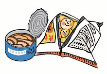 スナック菓子と缶詰のイラスト