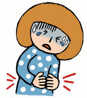 お腹を痛がっている様子のイラスト