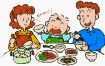 家族で食事をするイラスト