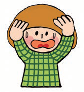 女の子が驚き怖がっている表情のイラスト