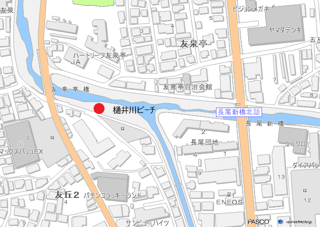 樋井川ビーチを示した地図