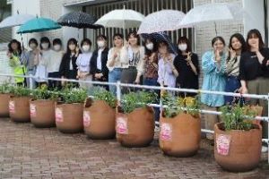 別府駅駐輪場の花植え3
