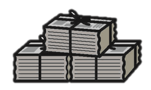 新聞をひもで十字に縛った状態の画像