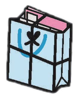 小さな雑がみを紙袋に入れてひもで十字に縛った状態の画像