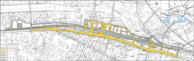筥崎区域の区画整理事業の地図
