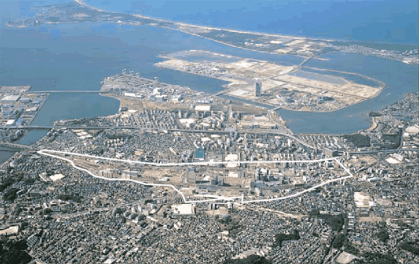 土地区画整理事業の航空写真