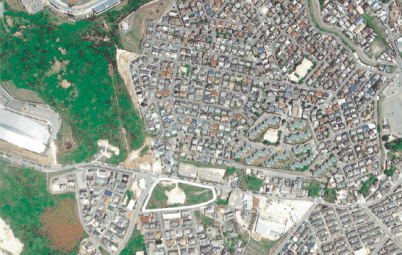 下月隈地区の航空写真