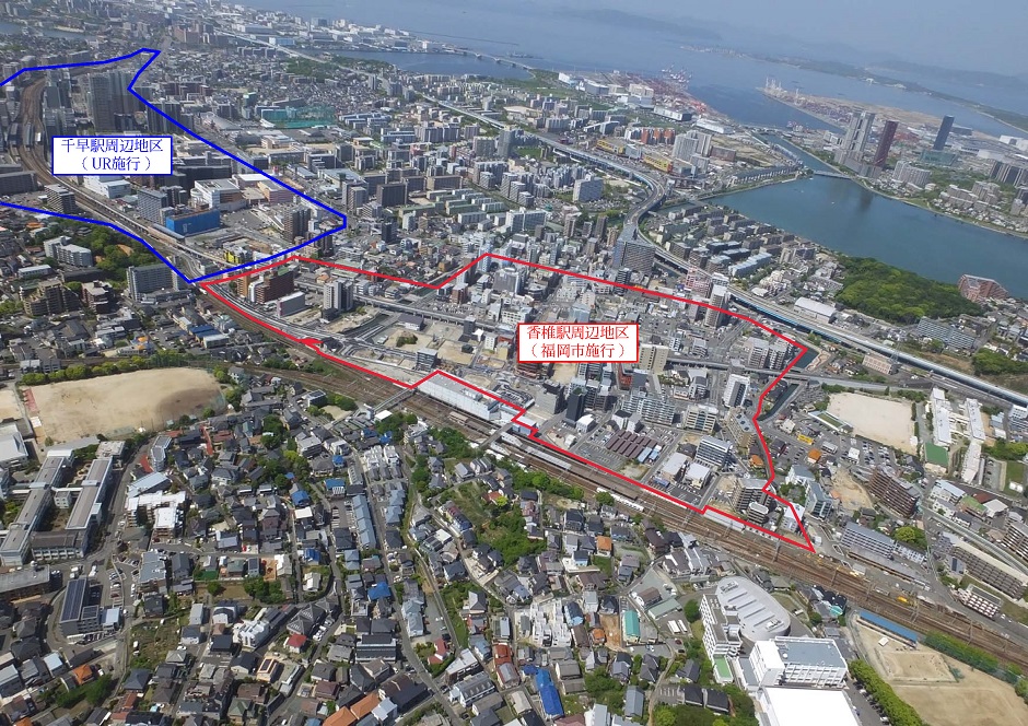 香椎駅周辺の航空写真