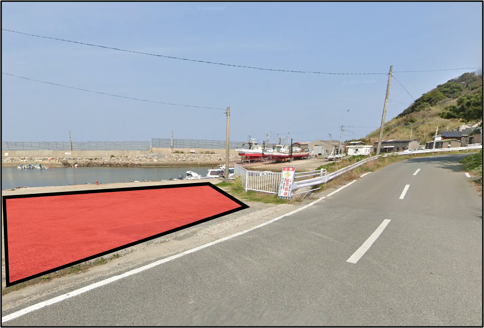⑦田町三角用水横の停車付近の写真