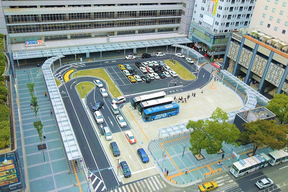 筑紫口駅前広場の俯瞰写真
