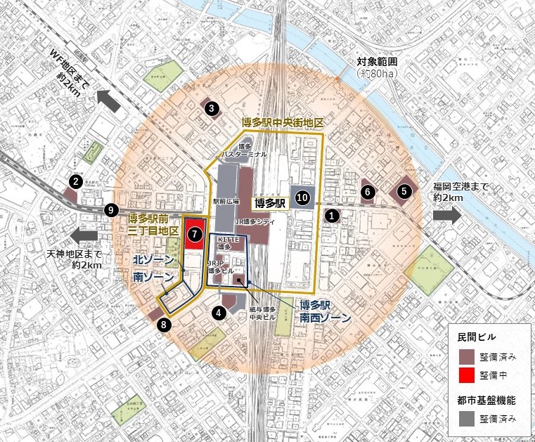 博多コネクティッドの対象エリア図