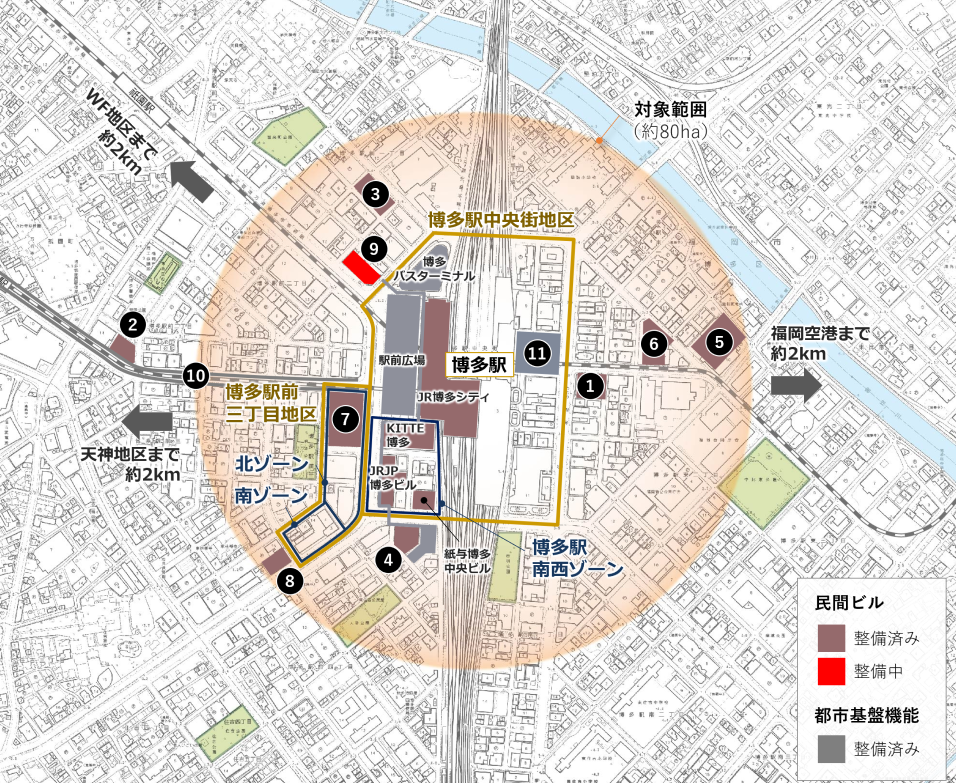 博多コネクティッドの対象エリア図
