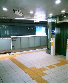 視覚障がい者誘導ブロックと転落防止設備の画像