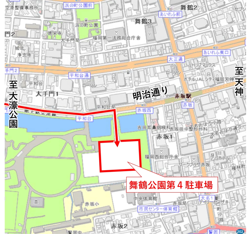 舞鶴公園第４駐車場の位置図