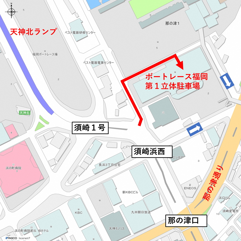 画像：ボートレース福岡第１立体駐車場の案内図