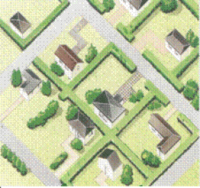 家並みが揃っているイラスト画像