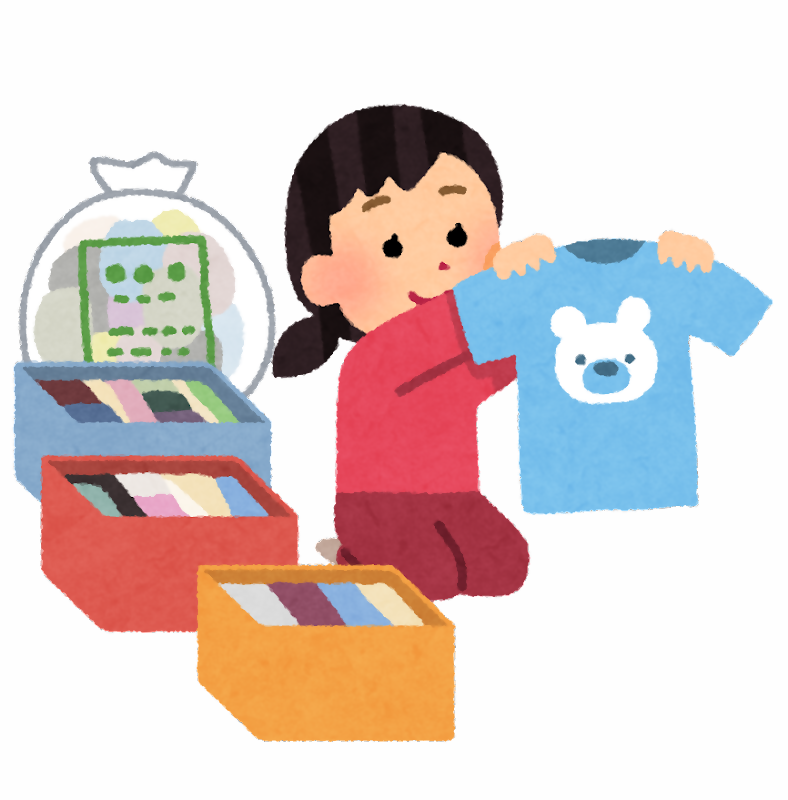 洋服を整理しているイラスト