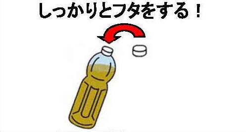 ペットボトルのフタをしっかり閉めているイラスト