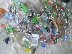 キャップが付いたままのペットボトルの写真