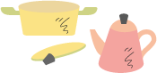 画像：鍋、やかんなどの金属類の絵