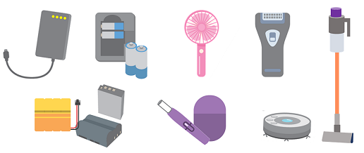 モバイルバッテリー、小型充電式電池などのイラスト
