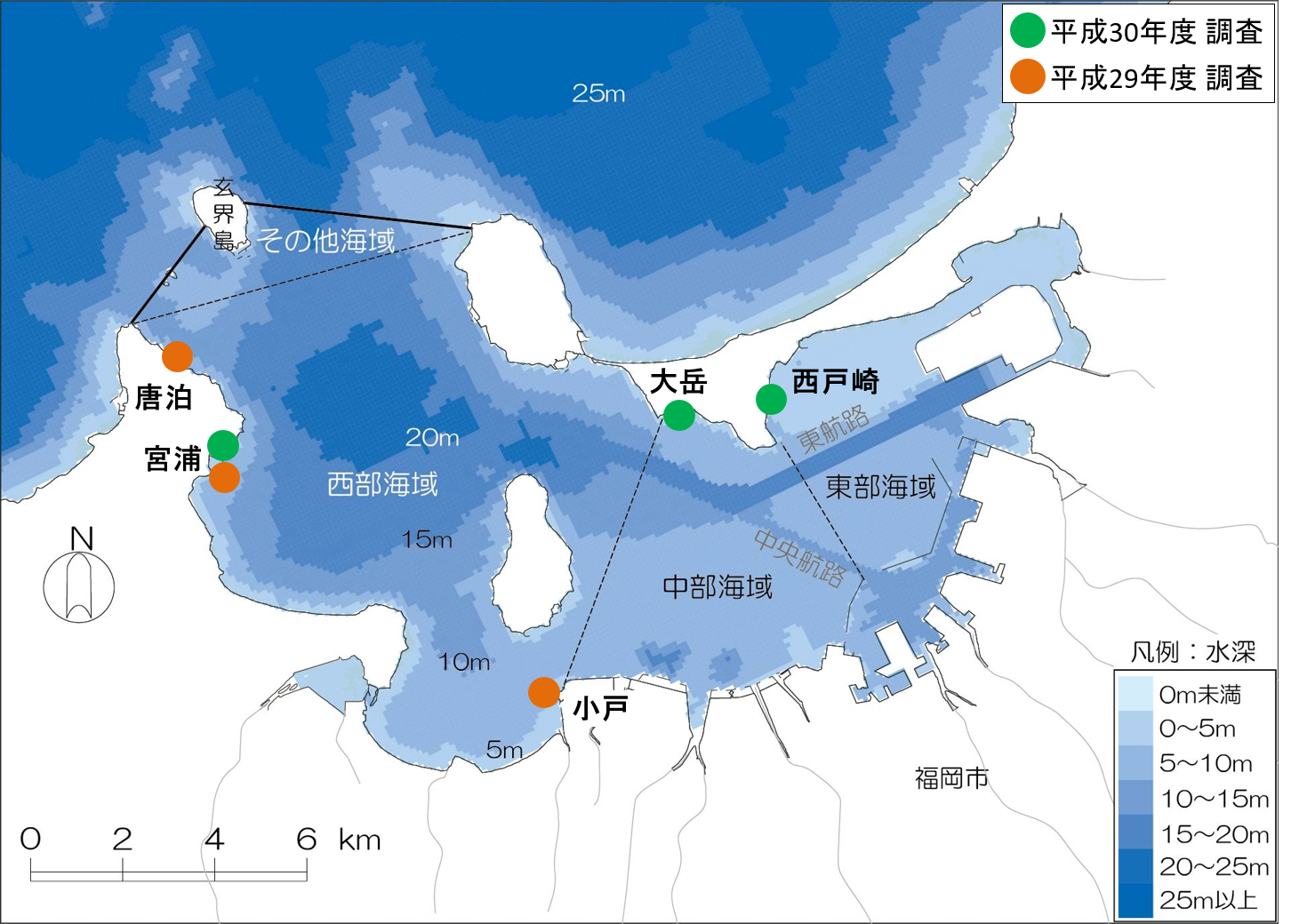 画像:魚類調査の調査地点