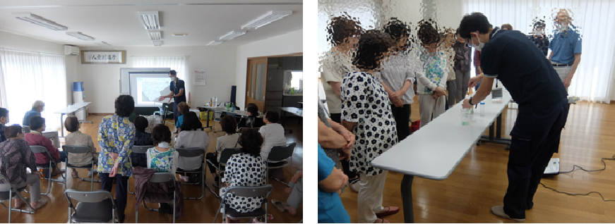 出前講座にて実験している様子