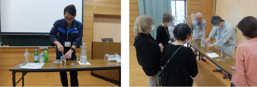 出前講座にて実験している様子