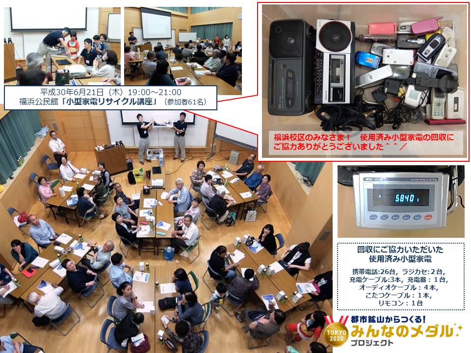 福浜公民館で回収した使用済み小型家電