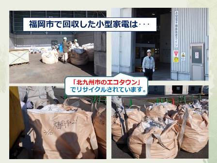 スライド３（福岡市で回収された小型家電の行先）