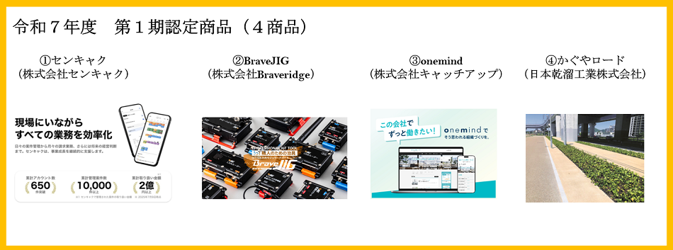令和7年度第1期認定商品（4品）