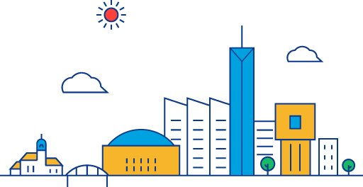 福岡市の街並みのイラスト