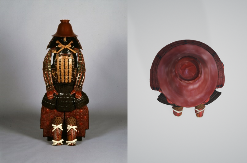 「朱塗合子形兜・黒糸威胴丸具足　小具足付」の写真