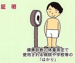 健康診断で使用されるはかりのイラスト