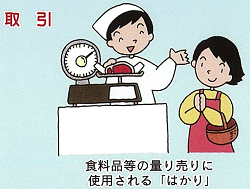 食料品の販売に使用されるはかりのイラスト