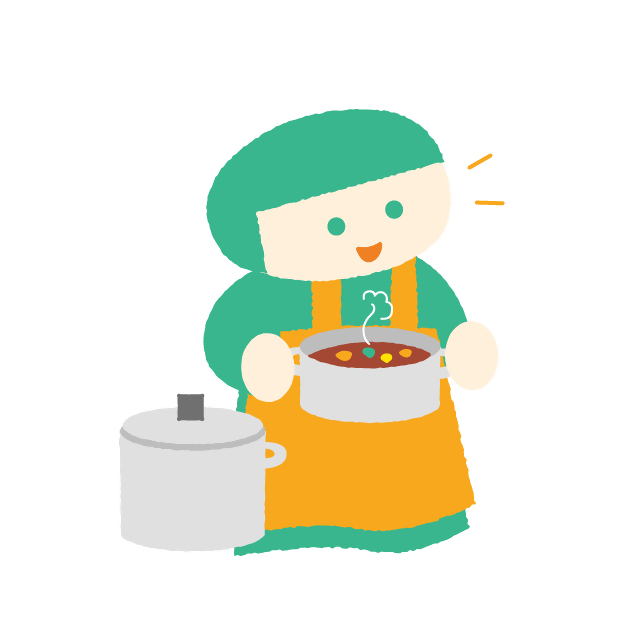 大人がカレーを持っている画像